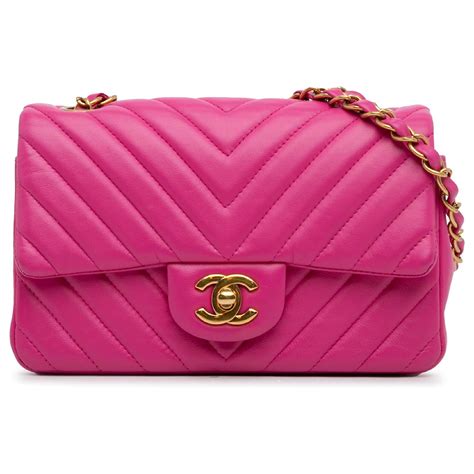 chanel pink mini chevron